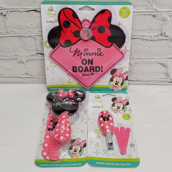 SAFETY 1ST MINNIE MOUSE BRUSH, COMB, NAIL CLIPPERS, FILES, & CAR SIGN - Picture 11 of 16